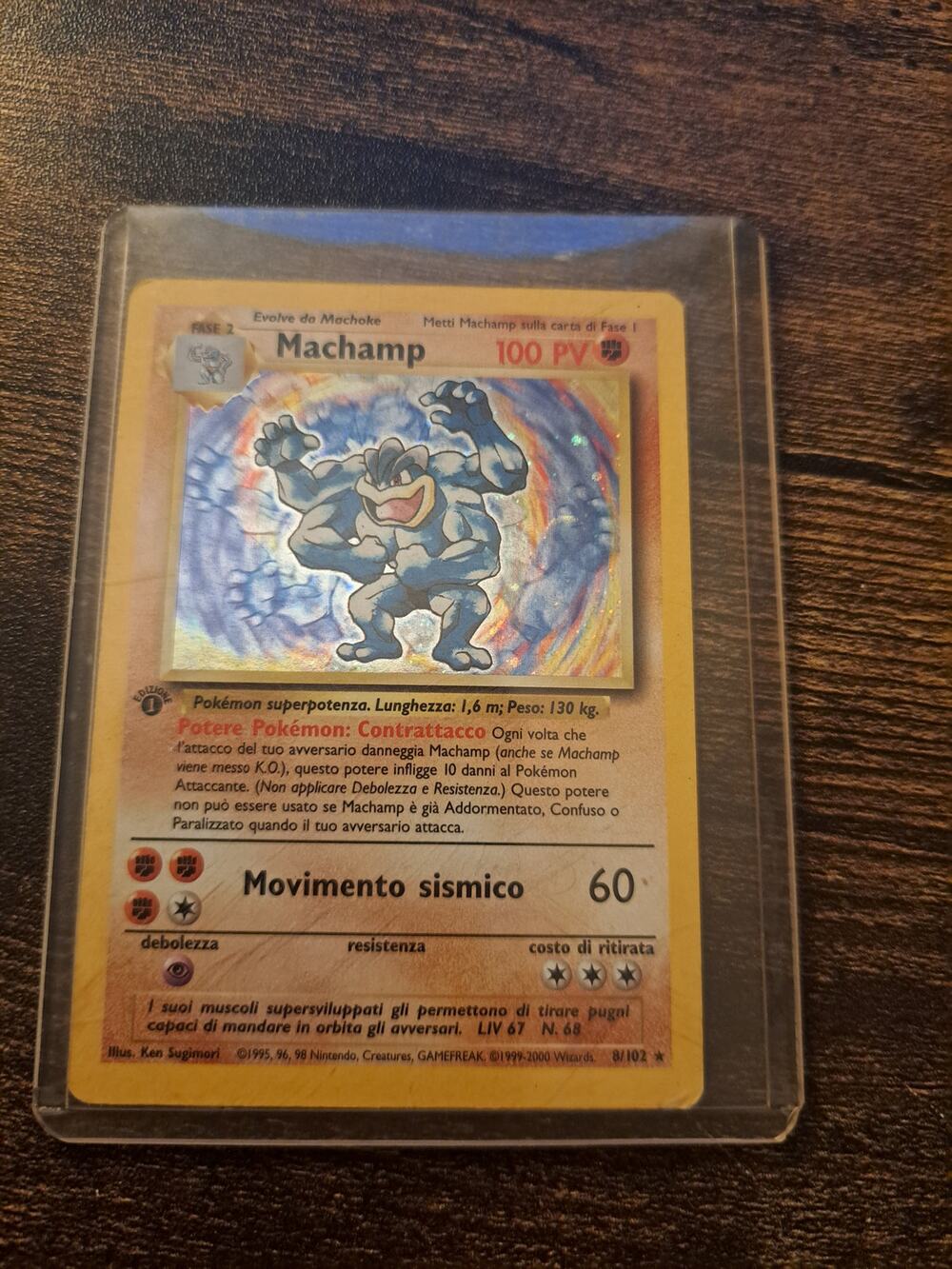 Machamp 1st Edition Holography Pokémon card in Italian 1999 8/102